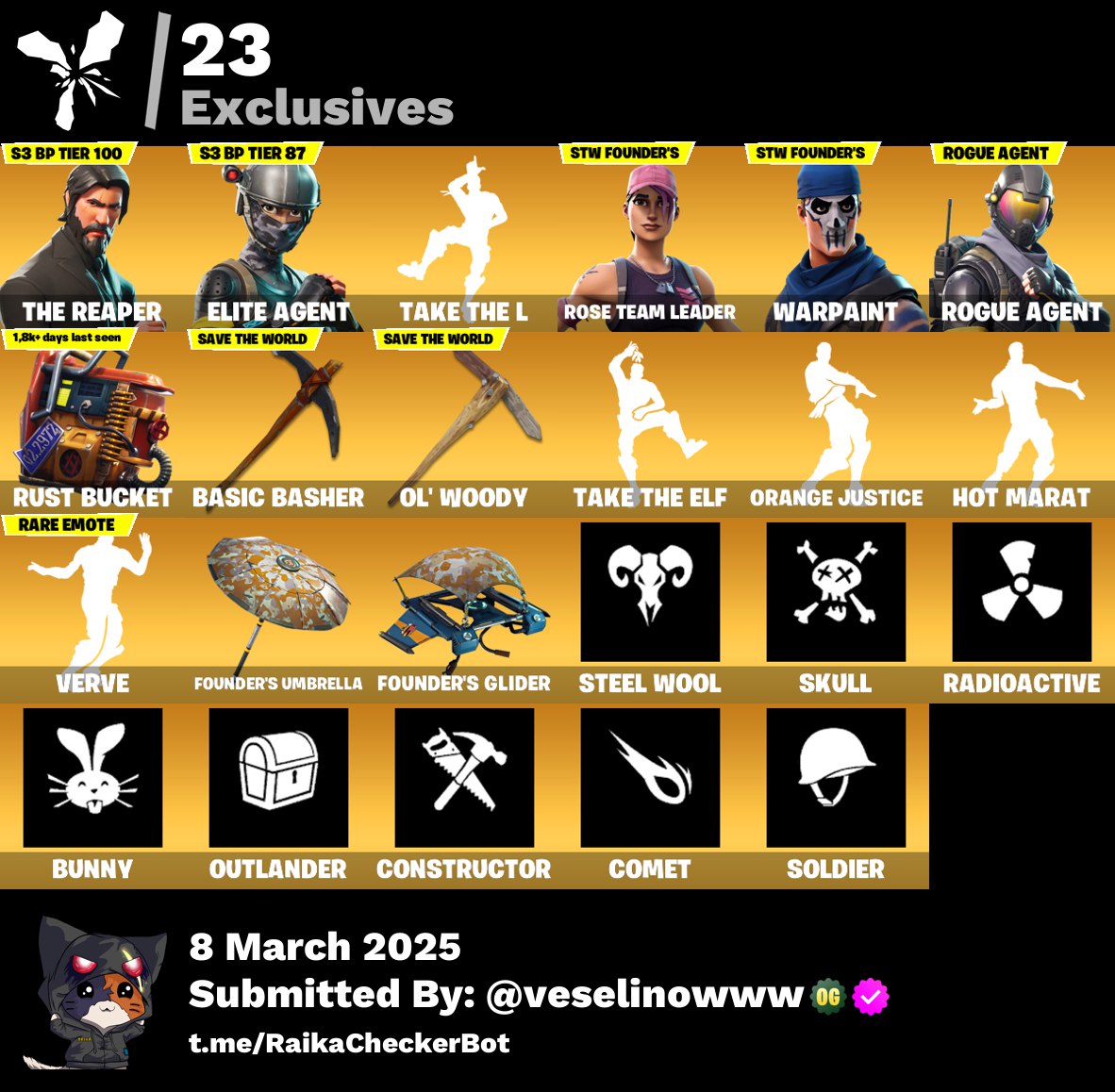 Account 88 skins | OG STW | The Reaper | Take The L | Rogue Agent