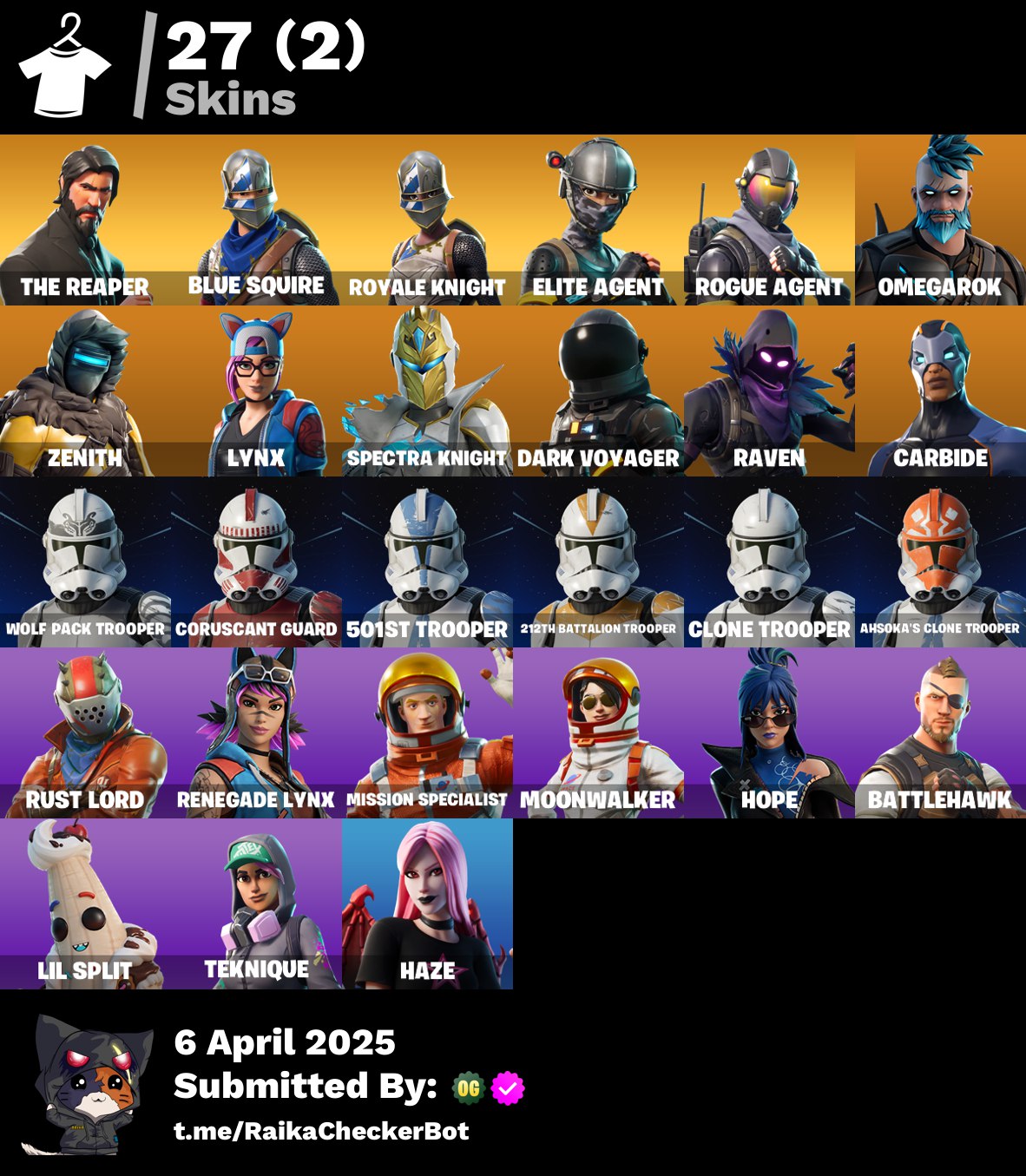 Account PC/PSN/XBOX 27 skins | The Reaper | Take The L | Blue Squire | Royale Knight