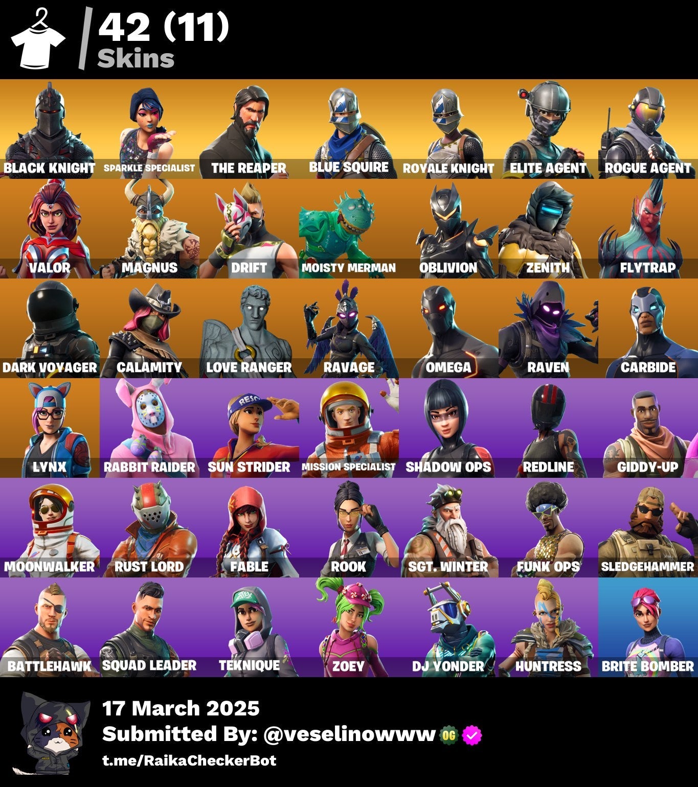 Account [PC/PSN/XBOX] 42 skins | Black Knight | The Reaper | Take The L