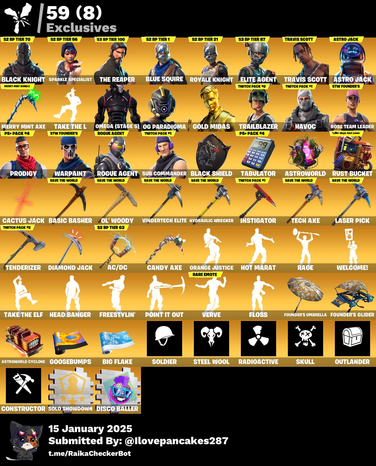 Account [PC/PSN/XBOX] 167 skins | OG STW | Black Knight | Sparkle Specialist | The Reaper | Minty Axe | Travis Scott | Astro Jack | 2190 VB