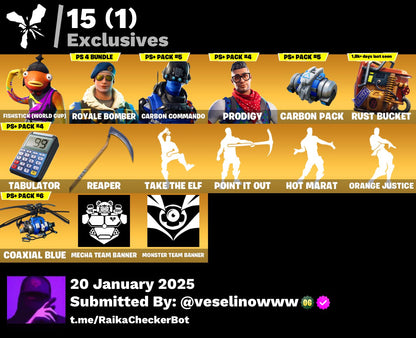 Account [PC/PSN/XBOX] 84 skins ||| Fishstick (World Cup) | Royale Bomber