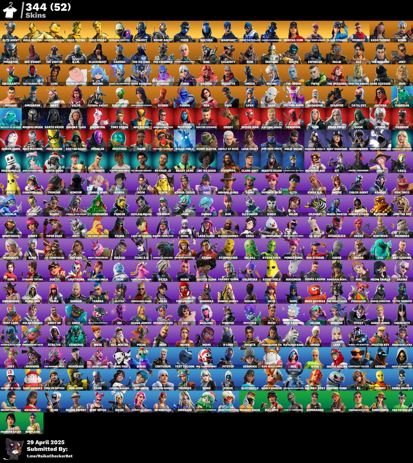 Account [PC] 344 skins | OG STW | Elite Agent | Take The L | Rogue Agent | Leviathan Axe 50 VB