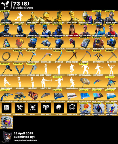 Account [PC] 344 skins | OG STW | Elite Agent | Take The L | Rogue Agent | Leviathan Axe 50 VB
