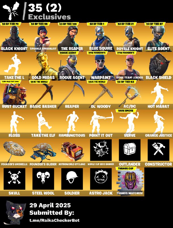 Account [PC/PSN/XBX] 205 skins | OG STW | Black Knight | Sparkle Specialist | The Reaper | Blue Squire | Royale Knight | Elite Agent | Take The L 420 VB