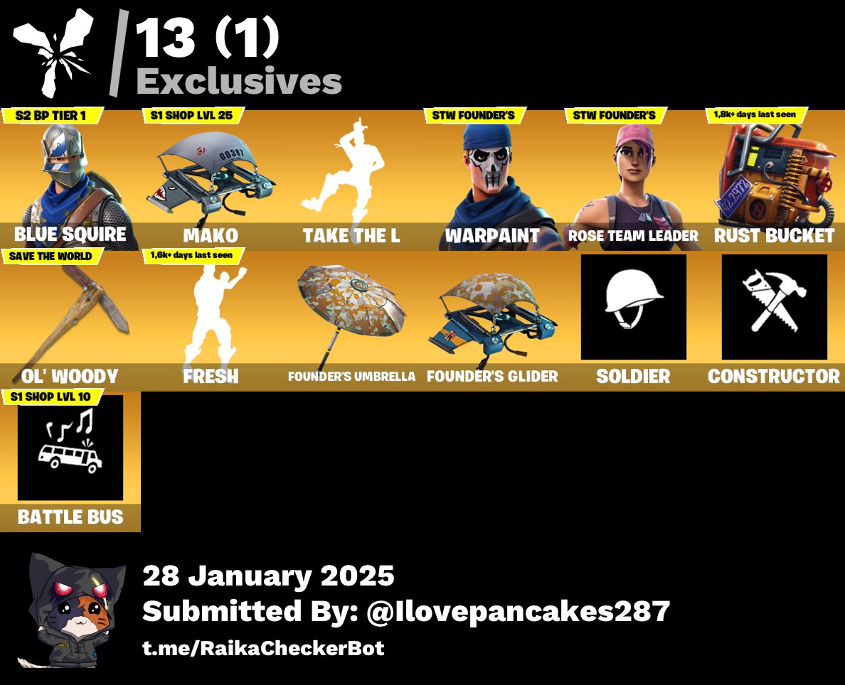 Account [PC/PSN/XBOX] 22 skins | OG STW | Blue Squire | Mako | Take The L | 750 VB