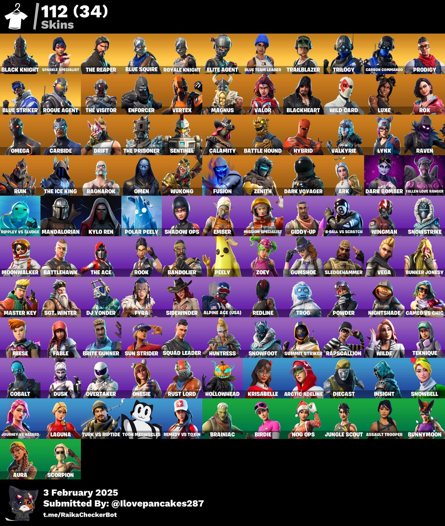 Account [PC/PSN/XBOX] 112 skins | Black Knight | The Reaper | Mako | 600 VB