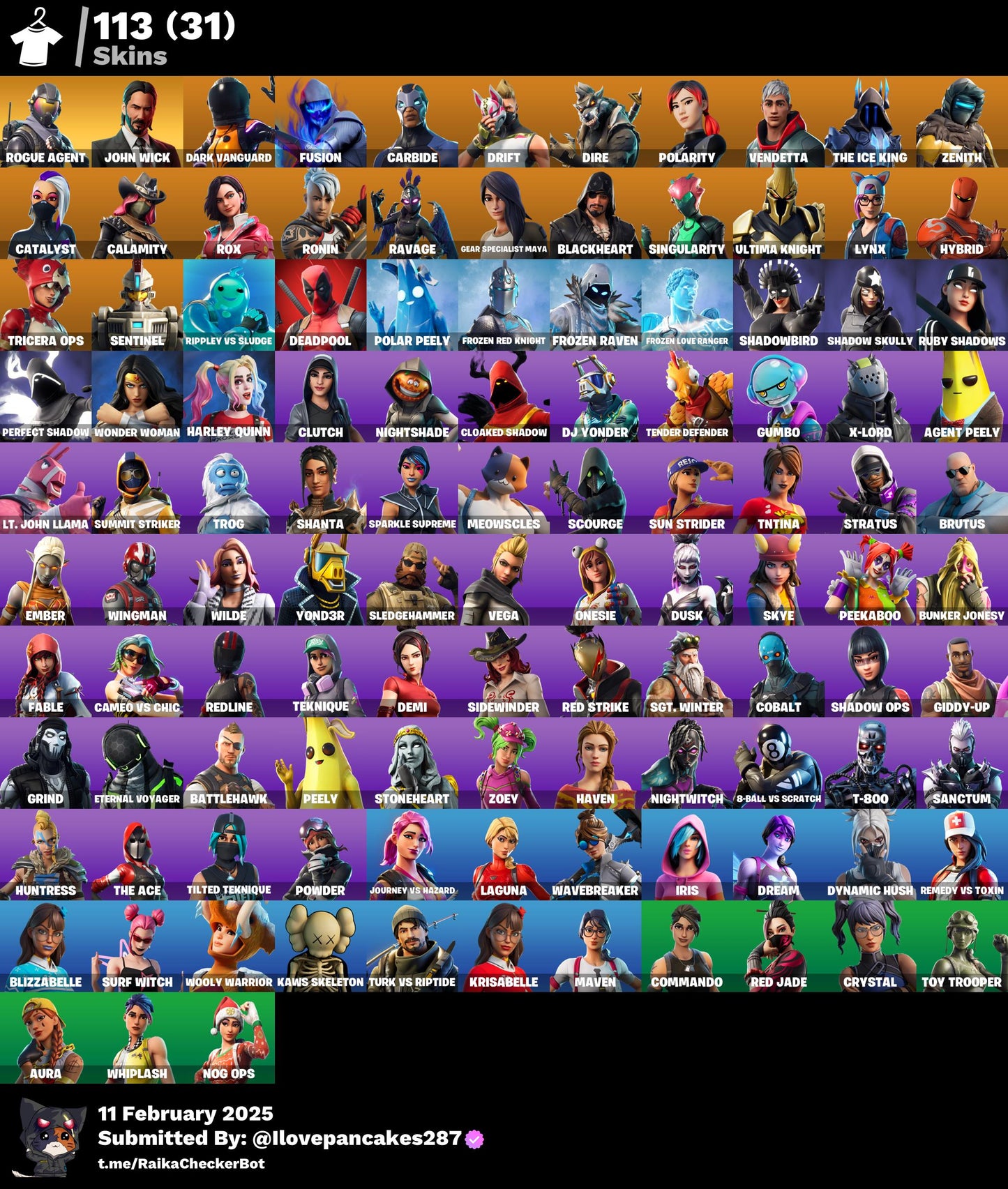 Account [PC/PSN/XBOX] 113 skins | Rogue Agent | John Wick | 300 VB