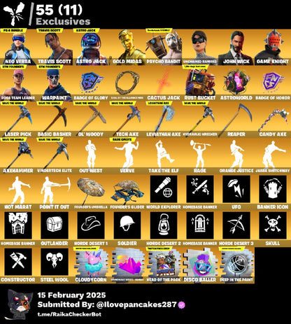 Account [PC/PSN/XBOX] 373 skins | MAX OG STW (FP3) | Travis Scott | Astro Jack | Psycho Bandit | Leviathan Axe | 1590 VB