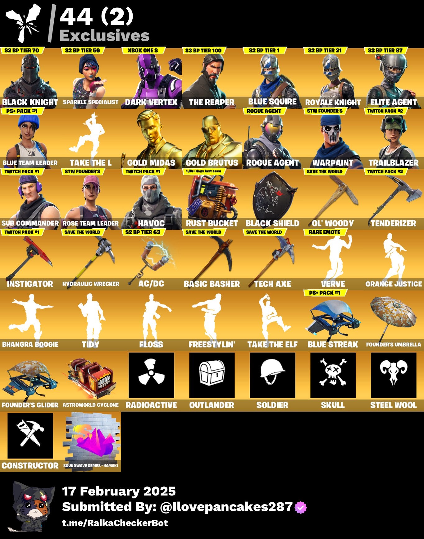 Account [PC/PSN/XBOX] 104 skins | MAX OG STW (Fp3) | Black Knight | Sparkle Specialist | Dark Vertex | The Reaper |  250 VB