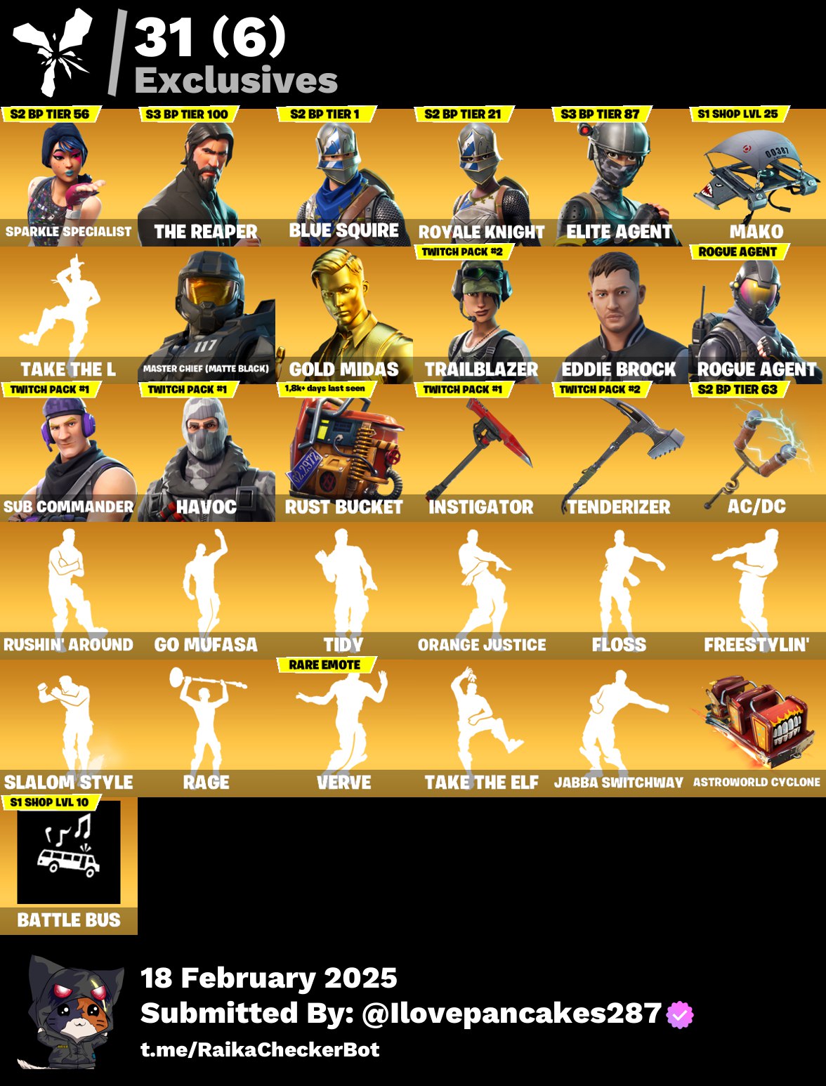 Account [PC/PSN/XBOX] 118 skins | Sparkle Specialist | The Reaper |  Mako | Take The L |  150 VB