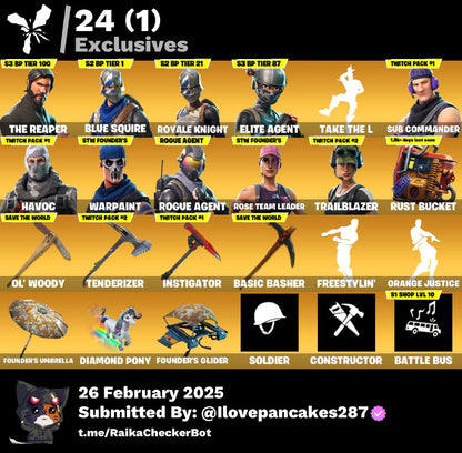 Account [PC/PSN/XBOX] 33 skins | OG STW (Deluxe) | The Reaper | Blue Squire | Royale Knight | 300 VB