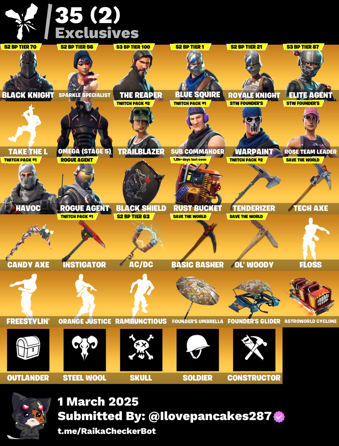 Account [PCPSN/XBOX] 124 skins | OG STW | Black Knight | The Reaper |  Omega (stage 5) | 480 VB