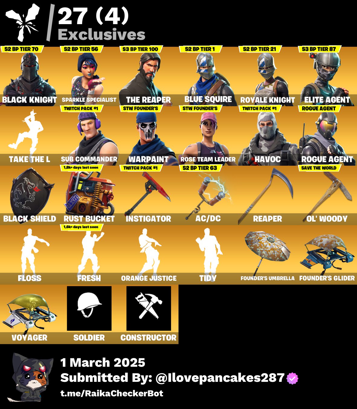 Account [PC/PSN/XBOX] 69 skins | OG STW | Black Knight | The Reaper |  1550 VB