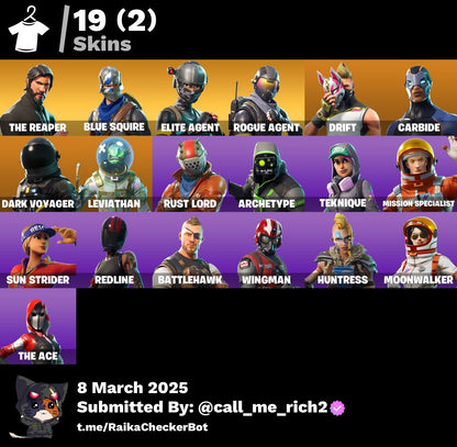 Account [PC/PSN/XBX] 19 skins | The Reaper | Blue Squire | Elite Agent | Take The L | Rogue Agent | Drift | Carbide 1100 VB