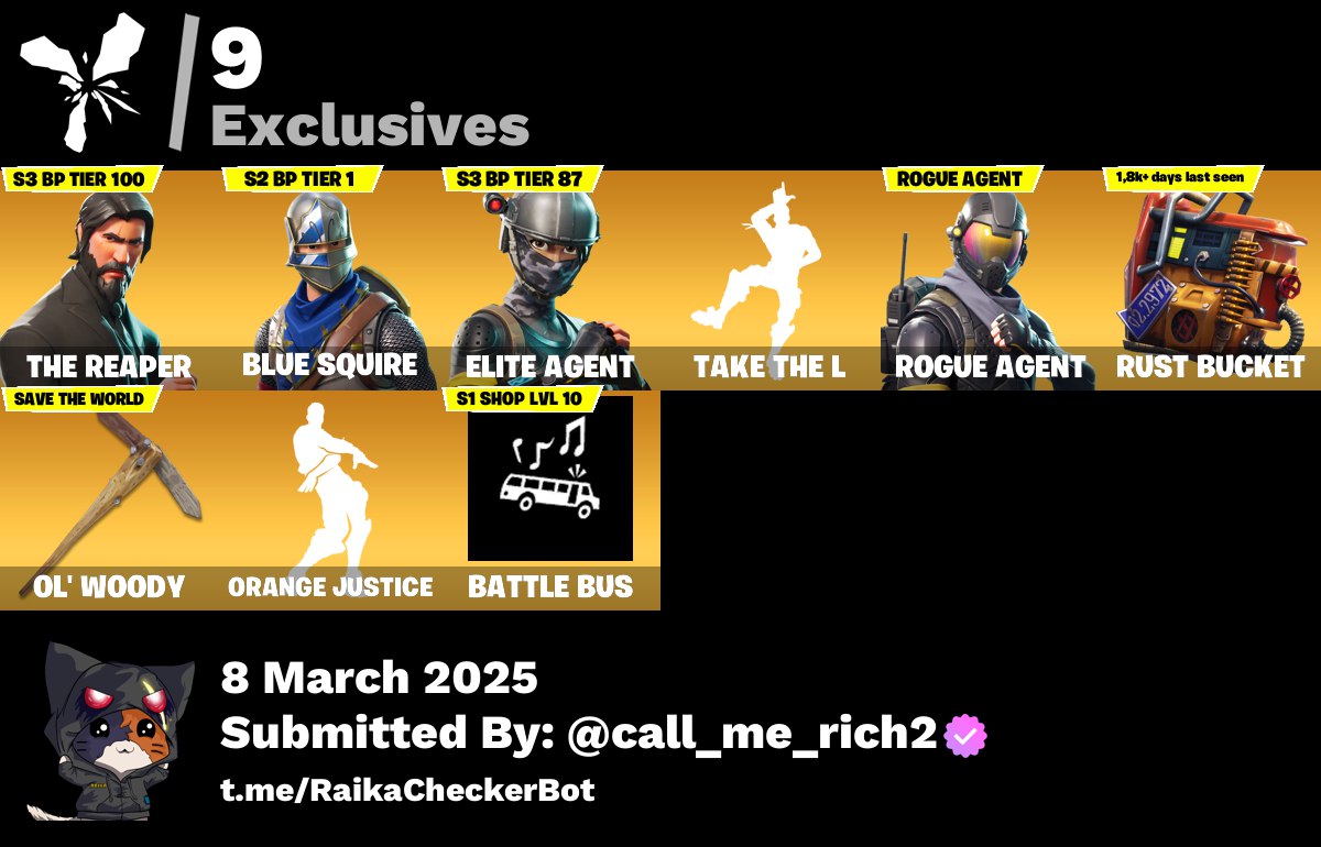 Account [PC/PSN/XBX] 19 skins | The Reaper | Blue Squire | Elite Agent | Take The L | Rogue Agent | Drift | Carbide 1100 VB