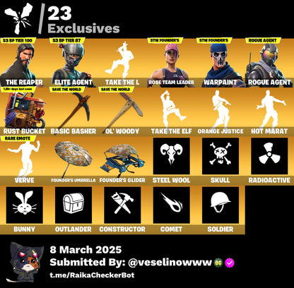 Account 88 skins | OG STW | The Reaper | Take The L | Rogue Agent