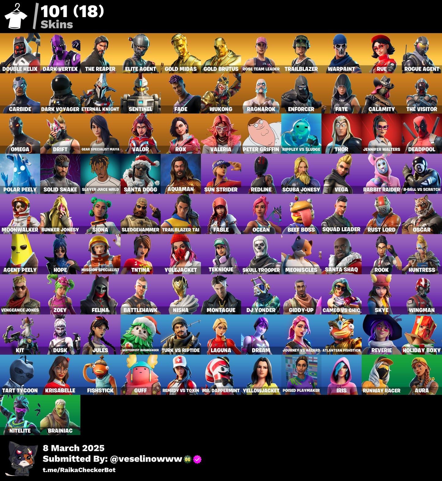 Account [PC/PSN/XBOX] 101 skins | Rue  |  OG STW | Double Helix | Dark Vertex | The Reaper | Take The L