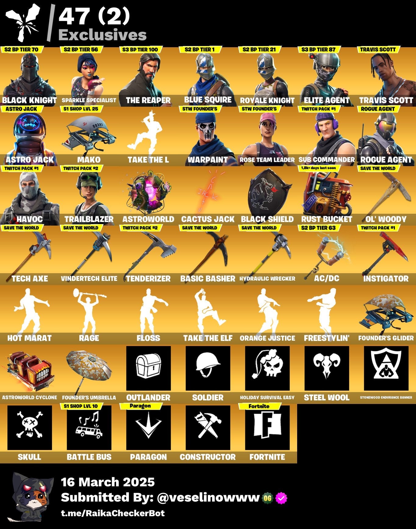 Account [PC/PSN/XBOX] 119 skins | OG STW | Black Knight | Travis Scott | Astro Jack | Take The L
