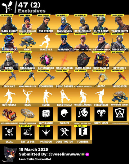 Account [PC/PSN/XBOX] 119 skins | OG STW | Black Knight | Travis Scott | Astro Jack | Take The L