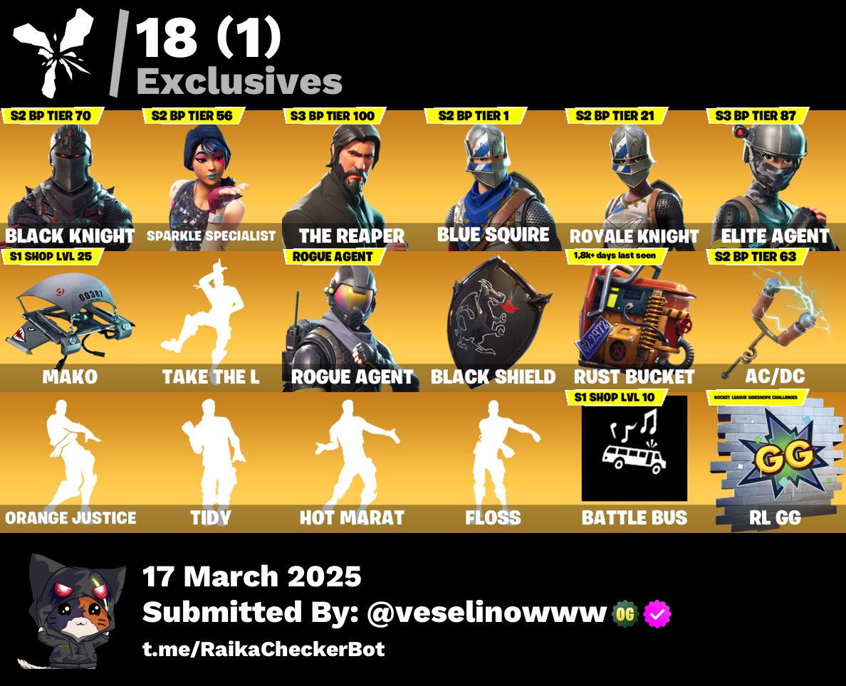 Account [PC/PSN/XBOX] 42 skins | Black Knight | The Reaper | Take The L