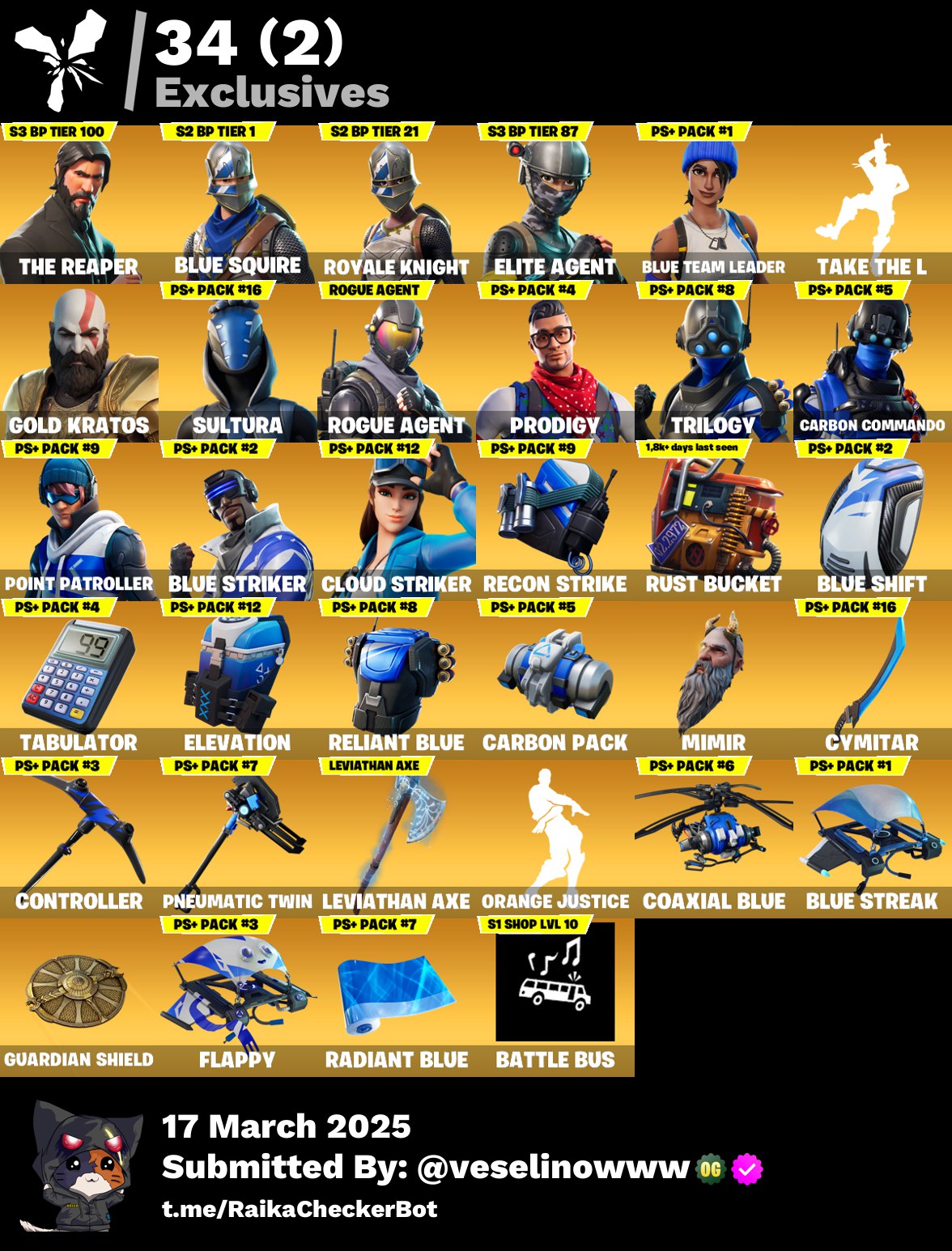 Account [PC/PSN/XBOX] 103 skins | The Reaper | s2 skins | Take The L | Gold Kratos | Leviathan axe