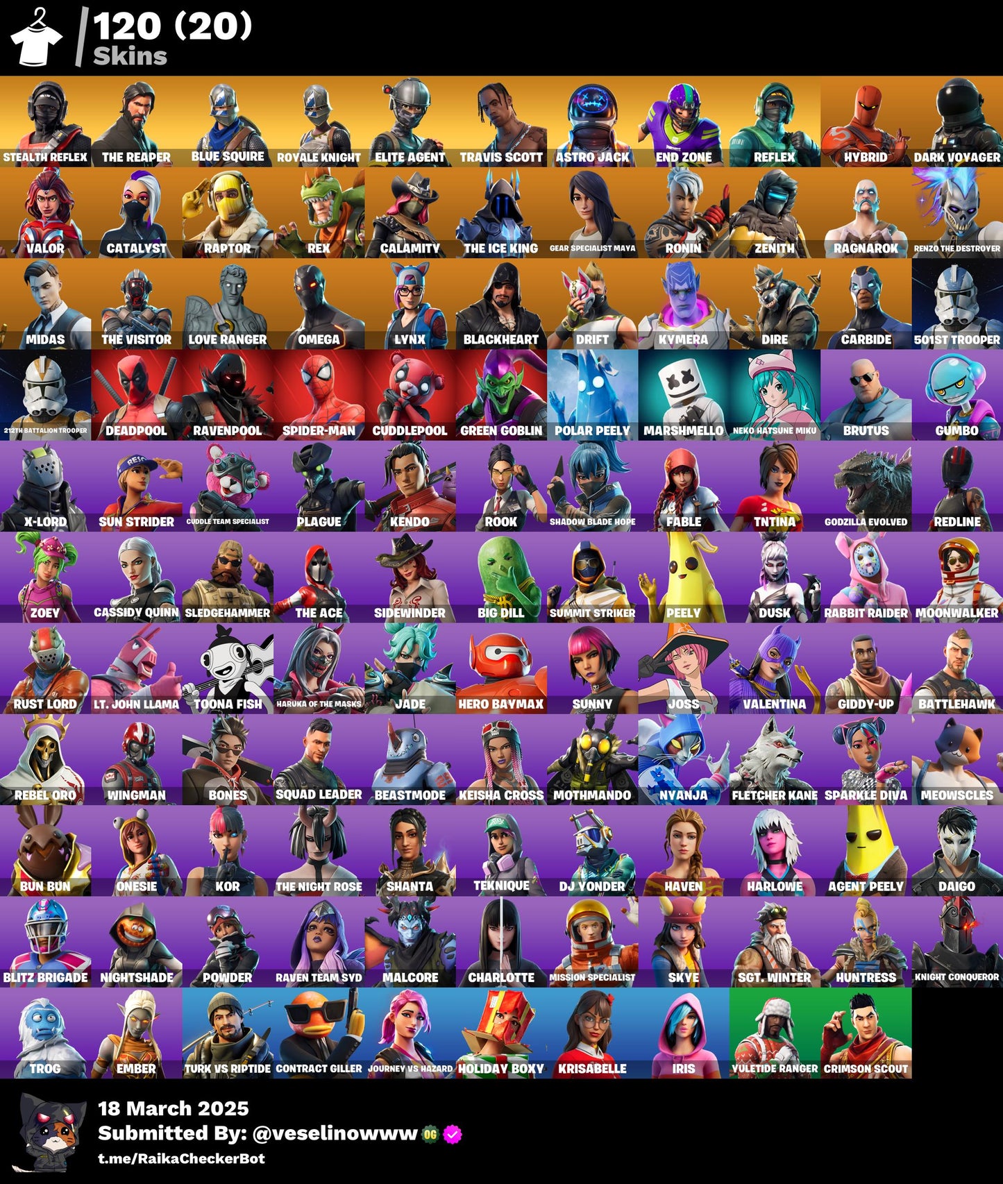 Account [PC/XBOX] 120 skins | Stealth Reflex | The Reaper | s2 skins | Travis Scott | Astro Jack | Take The L