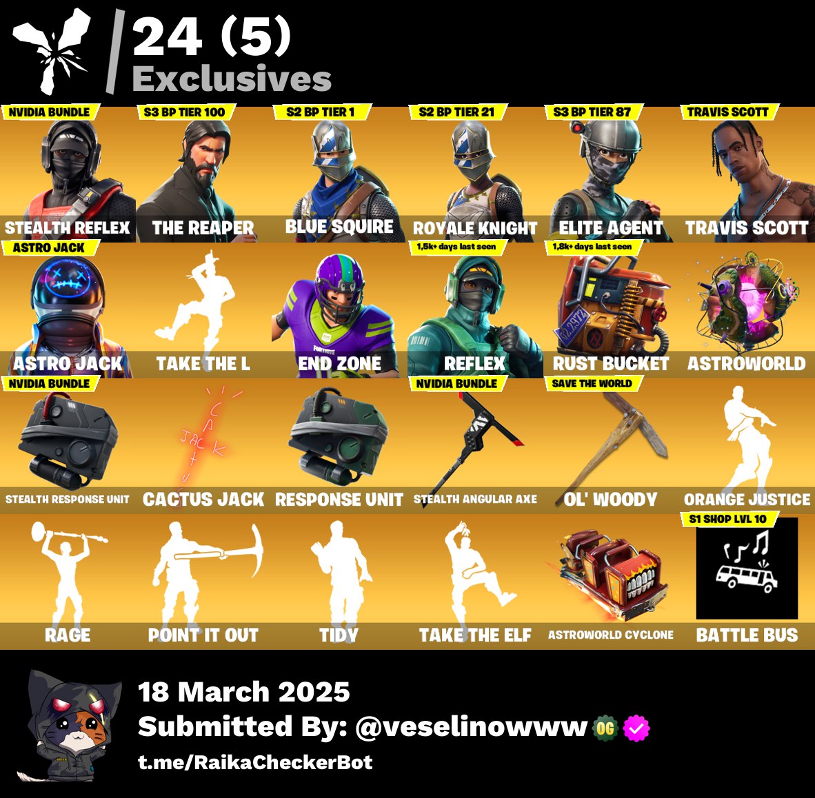Account [PC/XBOX] 120 skins | Stealth Reflex | The Reaper | s2 skins | Travis Scott | Astro Jack | Take The L
