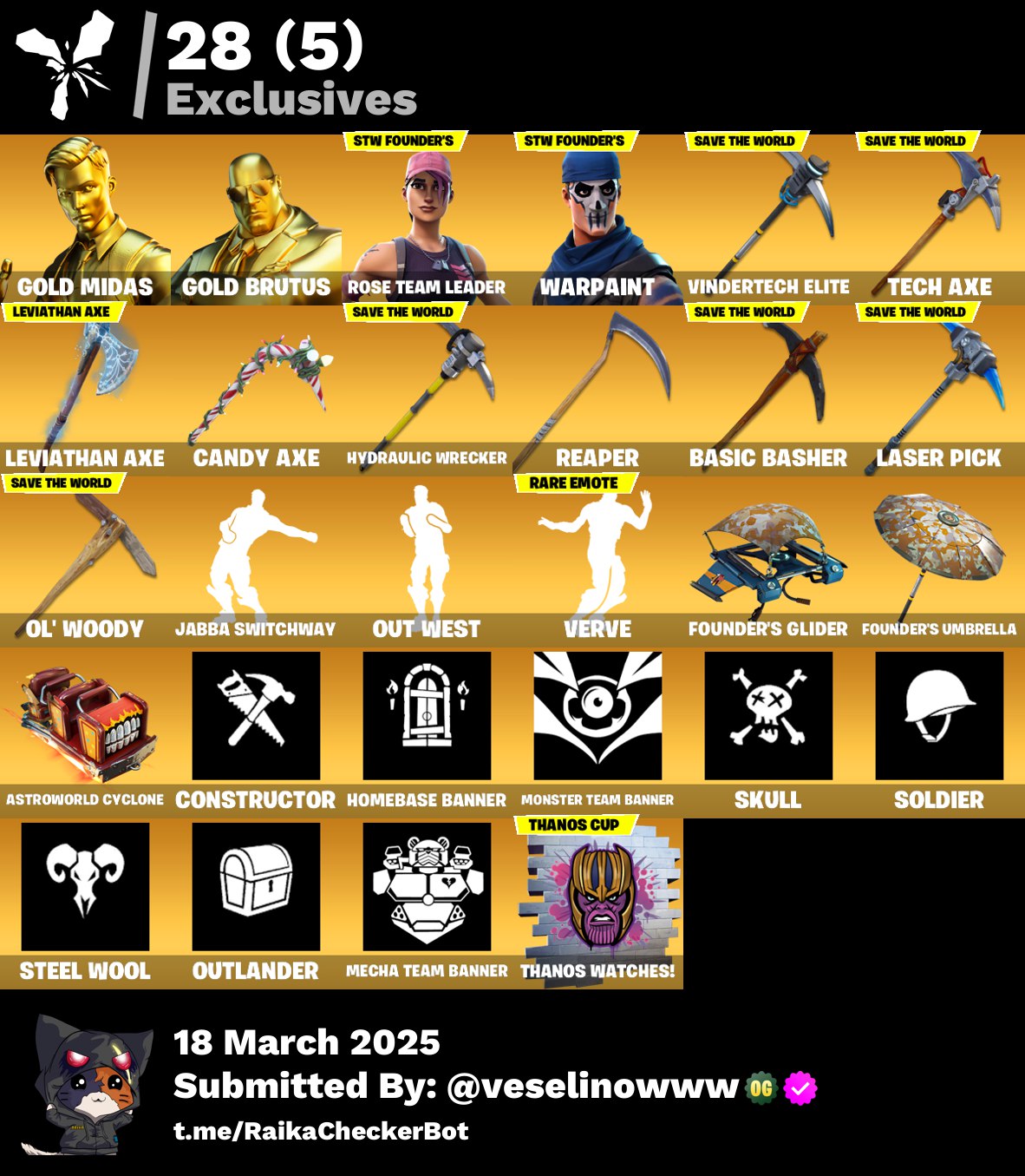 Account [PC/PSN/XBOX] 100 skins | OG STW | Gold Midas | Leviathan axe