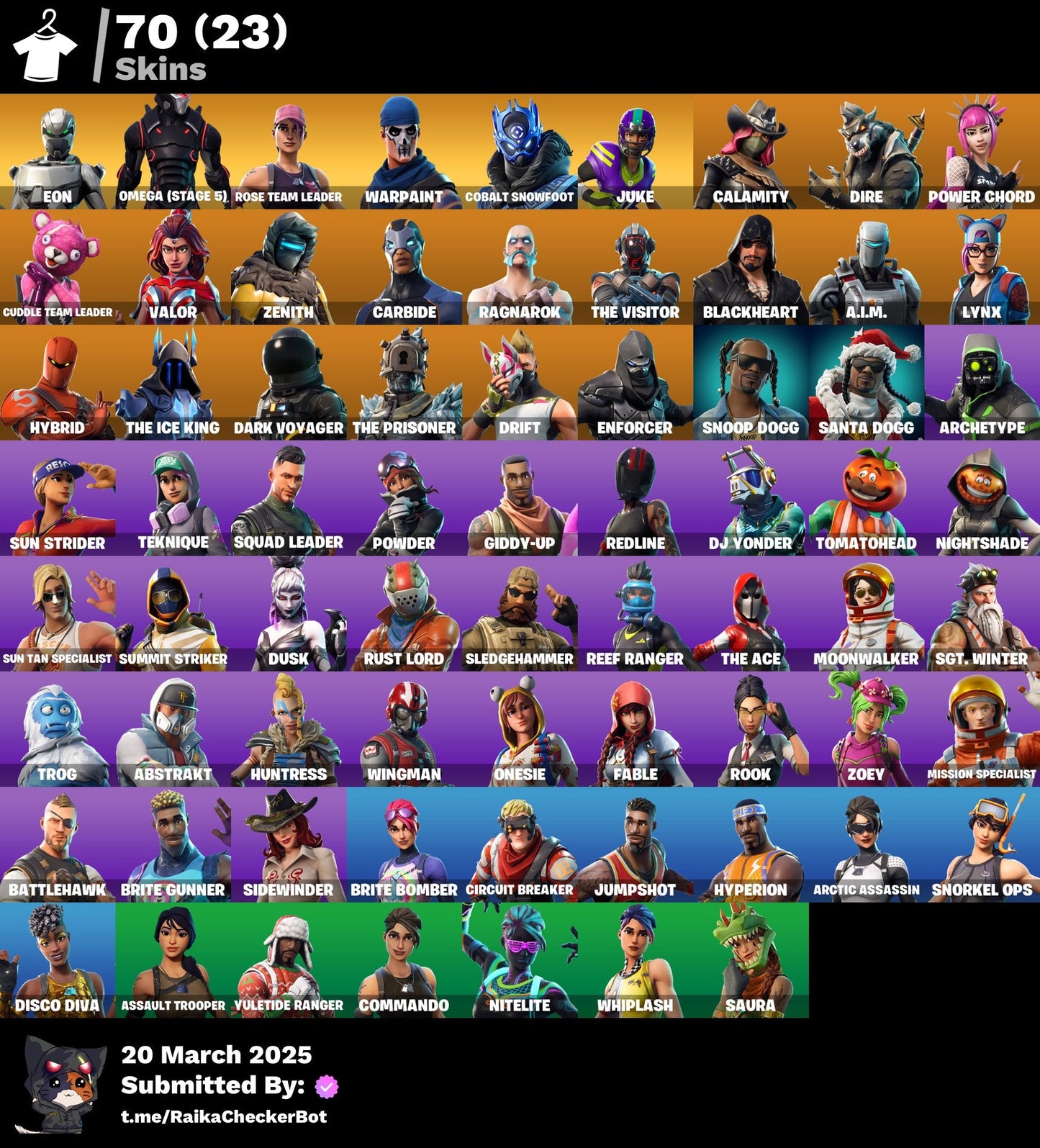 Account [PC/PSN/XBOX] 70 skins | OG STW | Eon | Take The L | Omega (stage 5) |  100 VB