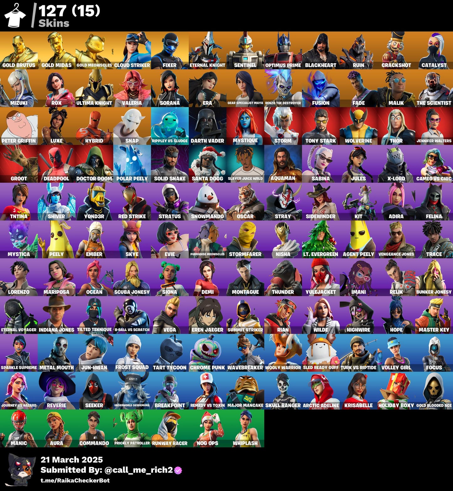 Account [PC/PSN/XBX] 127 skins | Gold Brutus | Gold Midas | Gold Meowscles | Cloud Striker | Fixer | Ruin | 250 VB