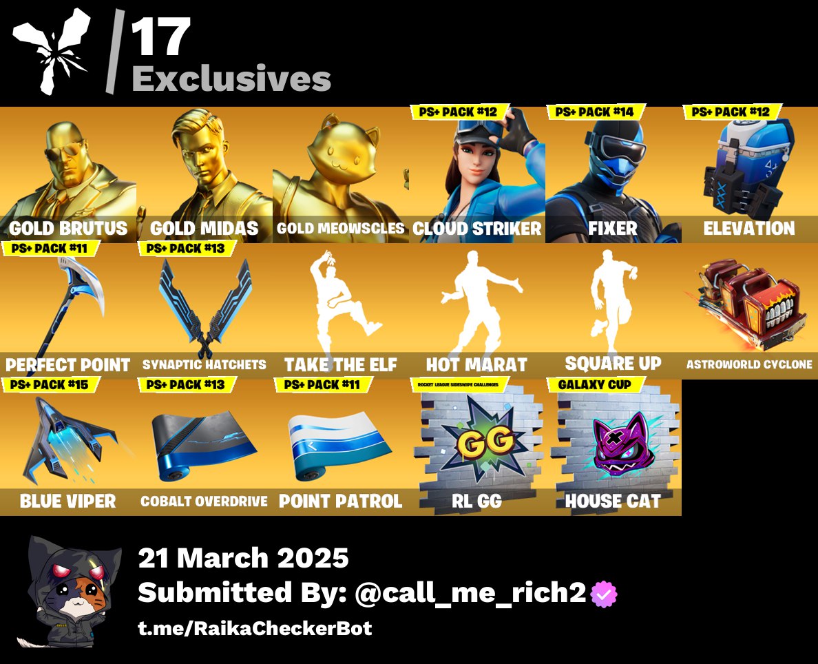 Account [PC/PSN/XBX] 127 skins | Gold Brutus | Gold Midas | Gold Meowscles | Cloud Striker | Fixer | Ruin | 250 VB