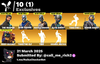 Account [PC/PSN/XBX] 41 skins | The Reaper | Blue Squire | Royale Knight | Elite Agent | Take The L | Rogue Agent 100 VB