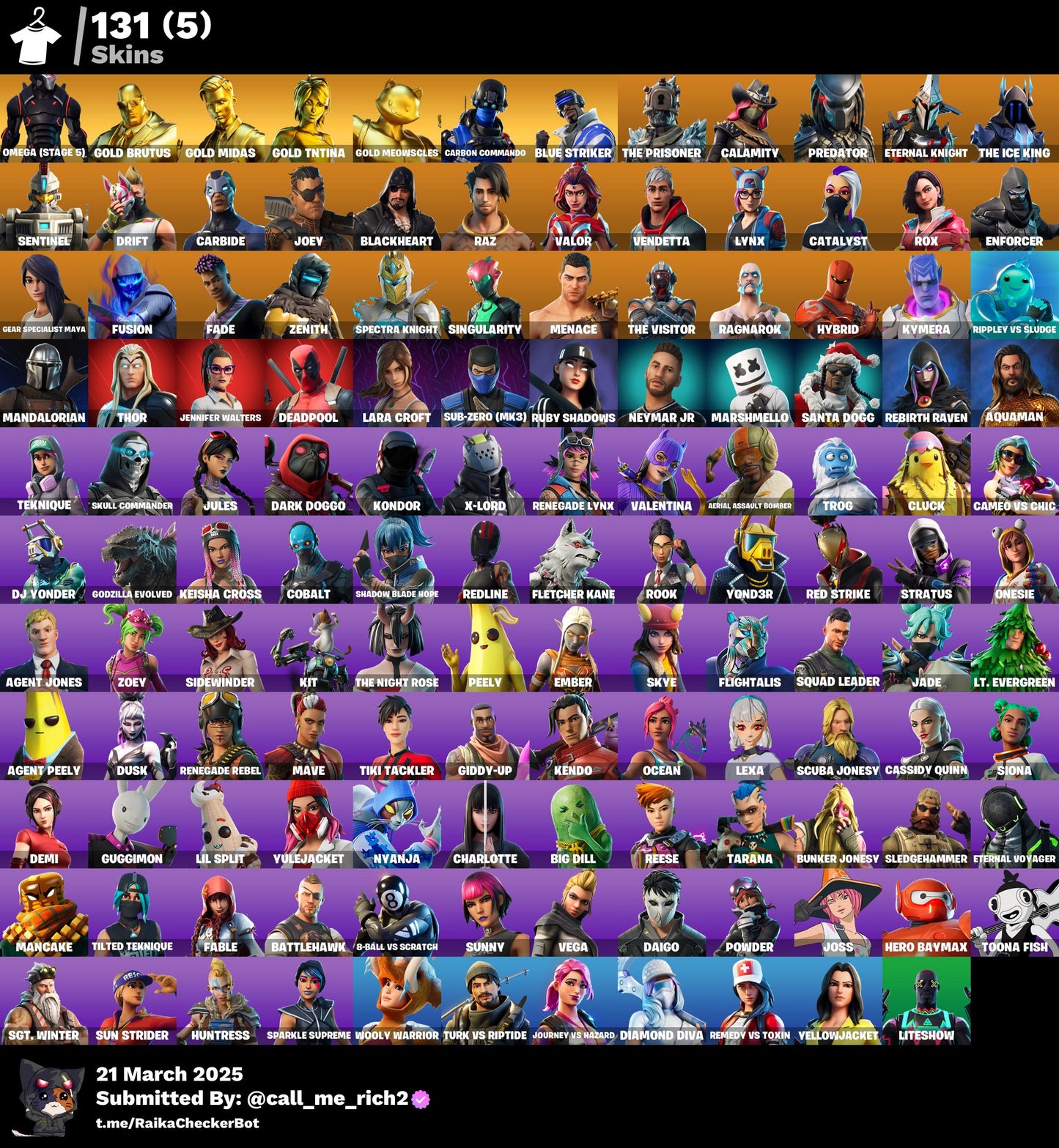 Account [PC/PSN/XBX] 131 skins | Omega (stage 5) | Gold Brutus | Gold Midas |  Blue Striker 1350 VB