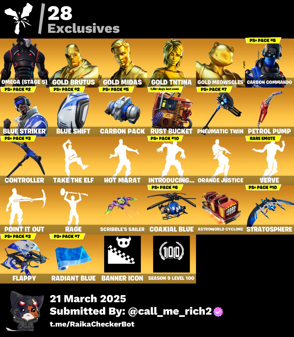 Account [PC/PSN/XBX] 131 skins | Omega (stage 5) | Gold Brutus | Gold Midas |  Blue Striker 1350 VB