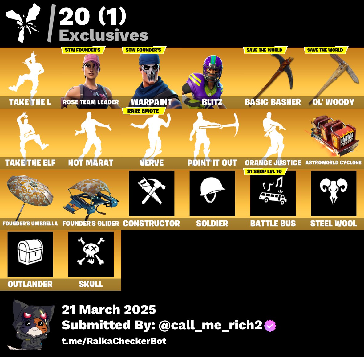 Account [PC/PSN/XBX] 64 skins | OG STW (Deluxe) | Take The L 300 VB