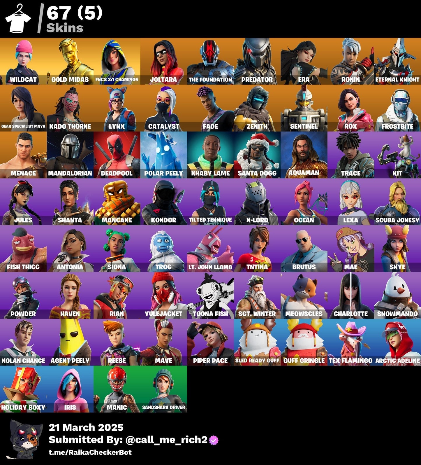 Account [PC/PSN/XBX] 67 skins | Wildcat 350 VB