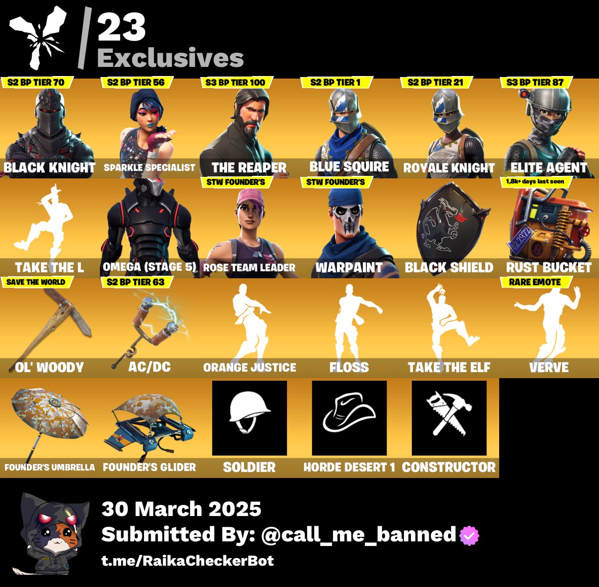 Account [PC/PSN/XBX] 54 skins | OG STW | Black Knight | The Reaper | Take The L | Omega (stage 5) | 330 VB