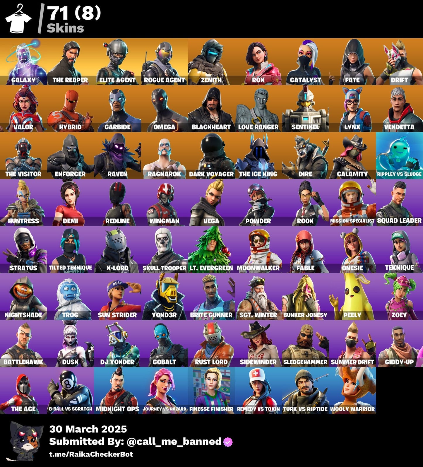 Account [PC/PSN/XBX] 71 skins | Galaxy | The Reaper | Elite Agent | Take The L | Rogue Agent 350 VB
