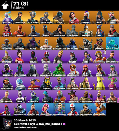 Account [PC/PSN/XBX] 71 skins | Galaxy | The Reaper | Elite Agent | Take The L | Rogue Agent 350 VB