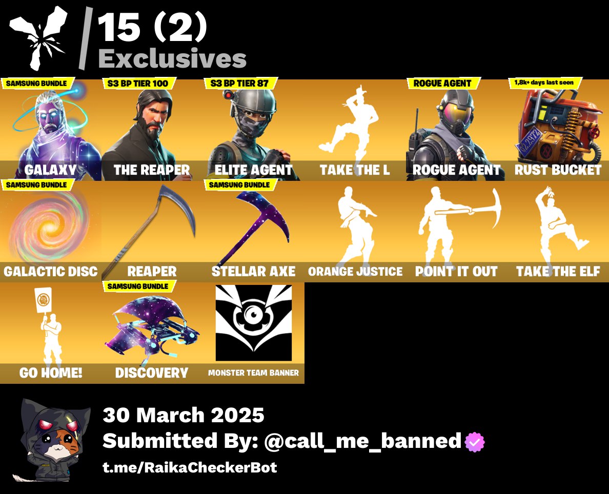 Account [PC/PSN/XBX] 71 skins | Galaxy | The Reaper | Elite Agent | Take The L | Rogue Agent 350 VB
