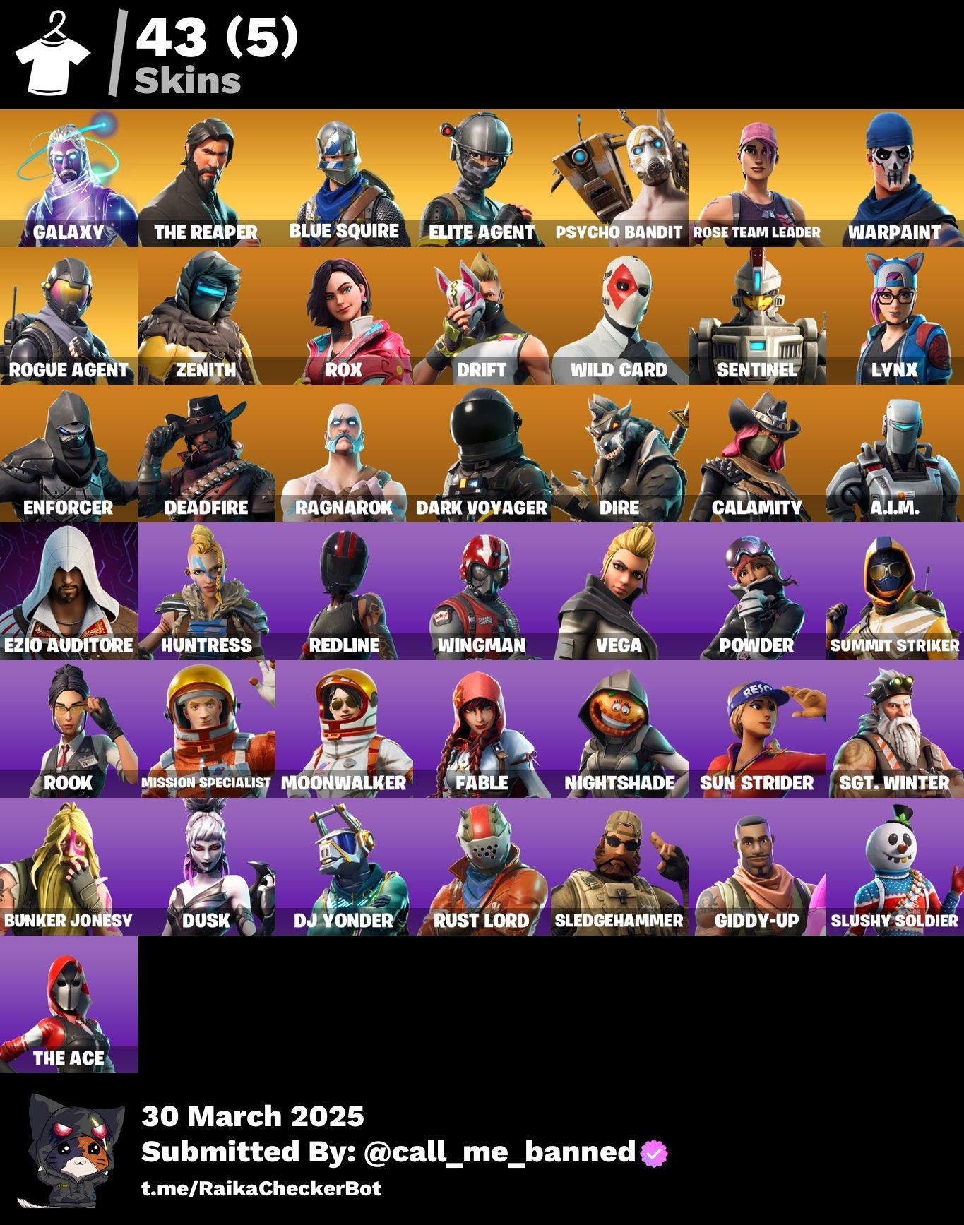 Account [PC/PSN/XBX] 43 skins | OG STW | Galaxy | The Reaper | Blue Squire | Elite Agent | Take The L | Psycho Bandit | Rogue Agent 2500 VB