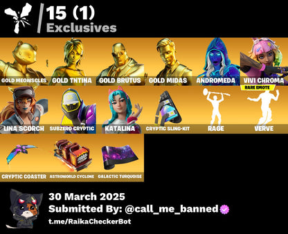 Account [PC/PSN/XBX] 159 skins | Gold Meowscles | Andromeda 1050 VB
