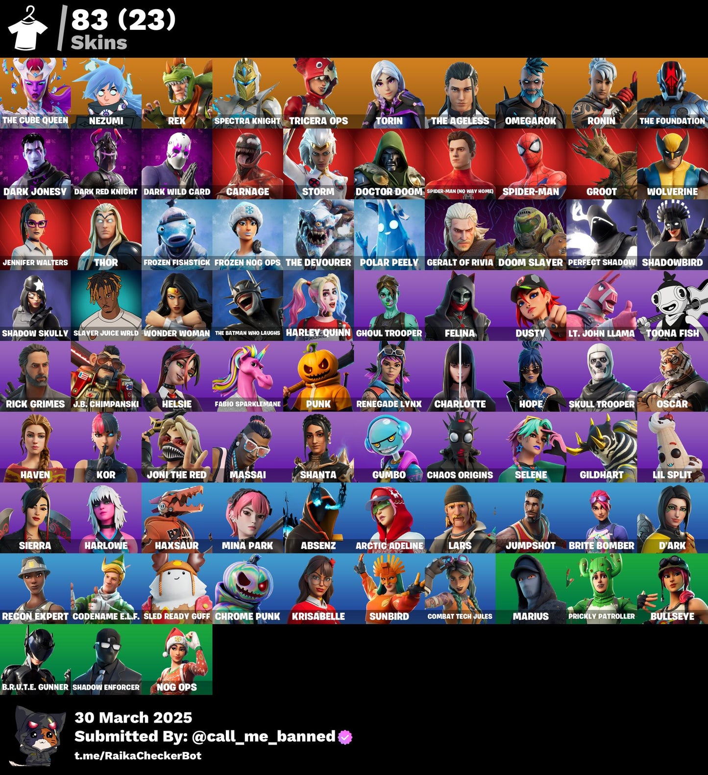 Account [PC/PSN/XBX] 83 skins | Merry Mint Axe | The Cube Queen  550 VB