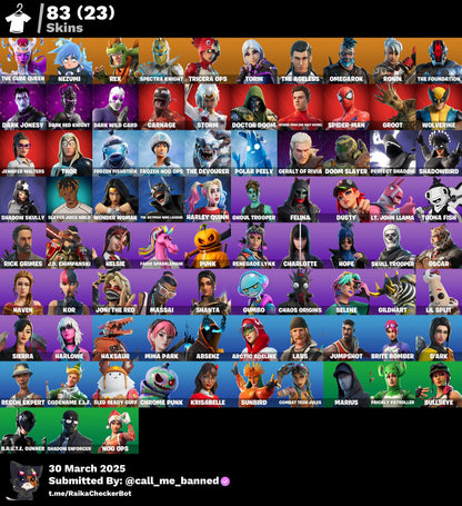 Account [PC/PSN/XBX] 83 skins | Merry Mint Axe | The Cube Queen  550 VB