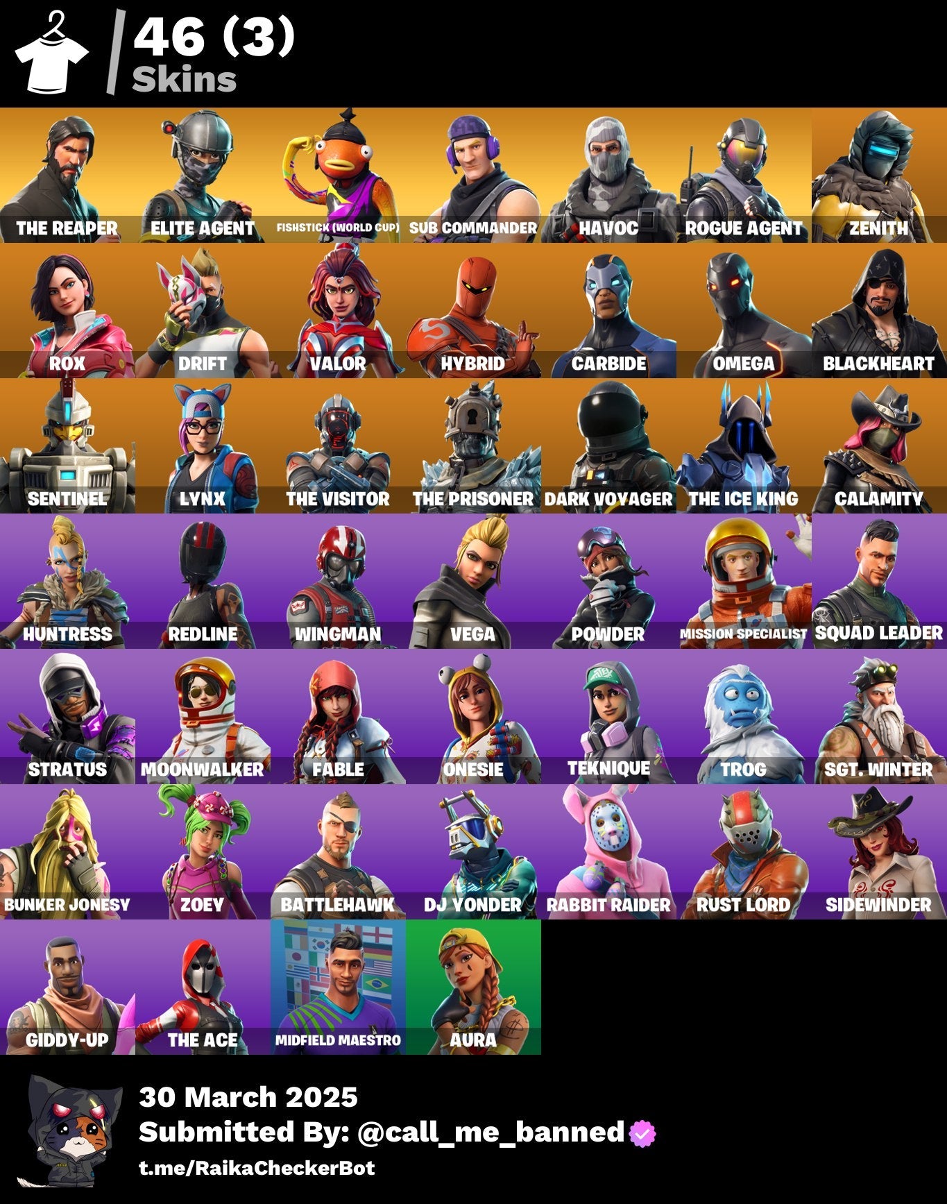 Account [PC/PSN/XBX] 46 skins | The Reaper | Elite Agent | Mako | Take The L | Fishstick (World Cup) 200 VB