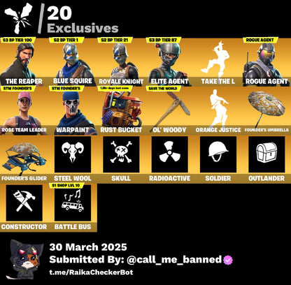 Account [PC/PSN/XBX] 15 skins | OG STW | The Reaper | Blue Squire | Royale Knight | Elite Agent | Take The L | Rogue Agent 1150 VB