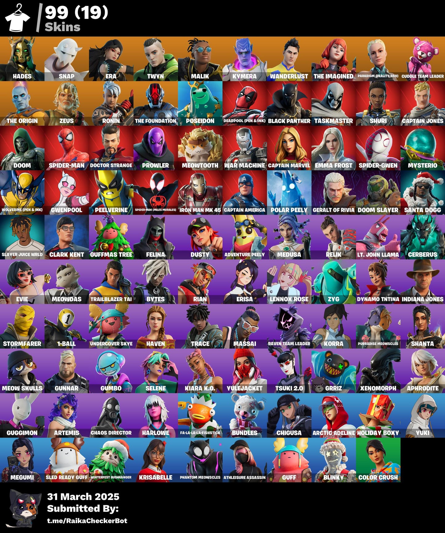 Account Parental [PC/PSN/XBOX] 99 skins | Hades | Snap | Era |  0 VB