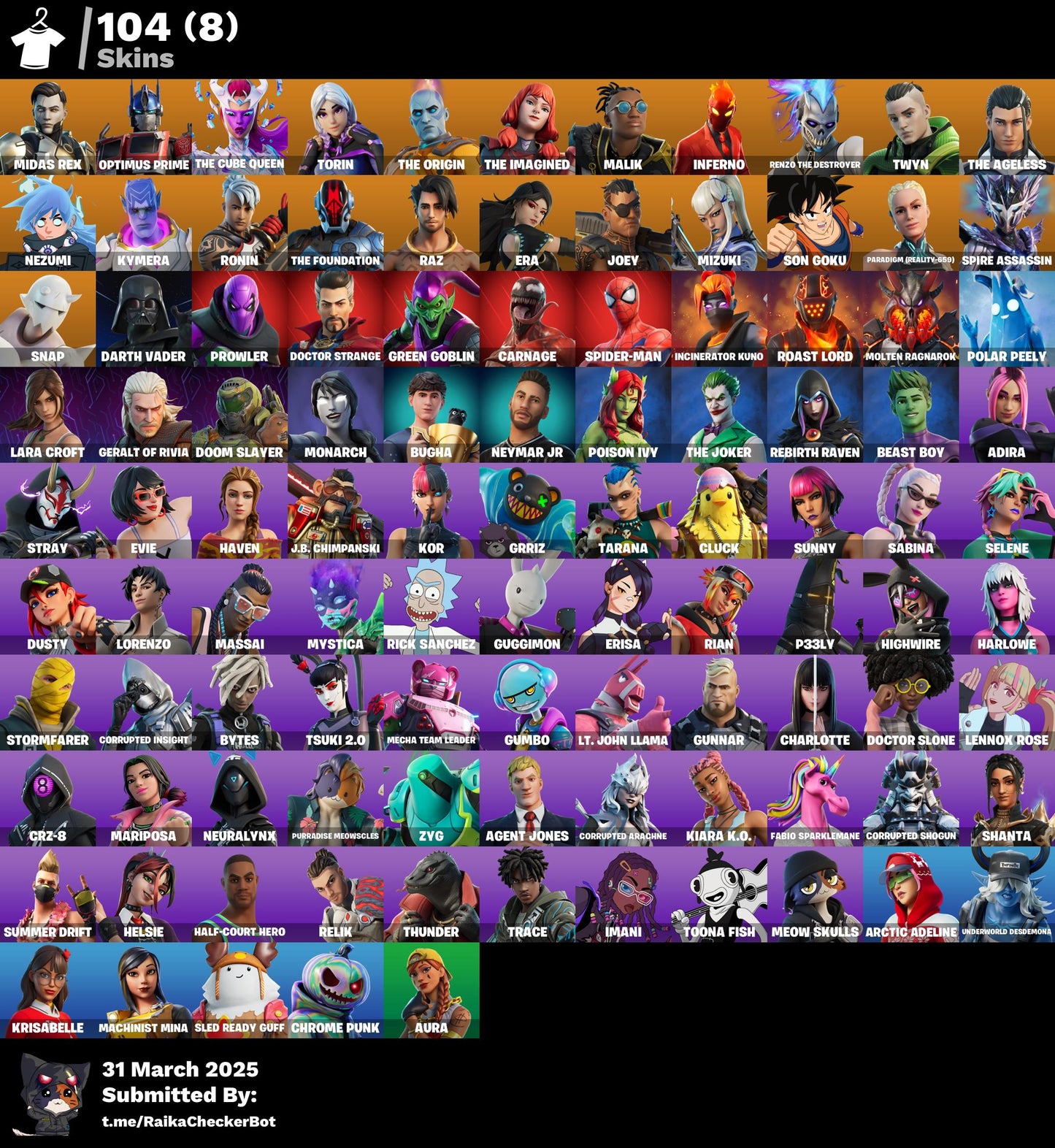 Account [PC/PSN/XBOX] 104 skins | Midas Rex | Optimus Prime | 100 VB