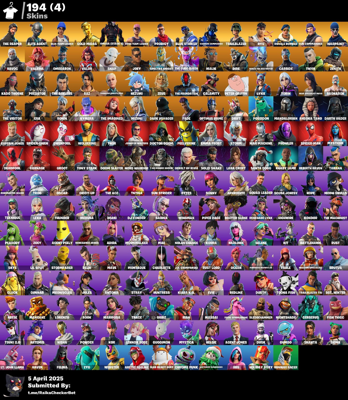 Account [PC/PSN/XBOX] 194 skins | OG STW | The Reaper | Mako | Take The L | 710 VB