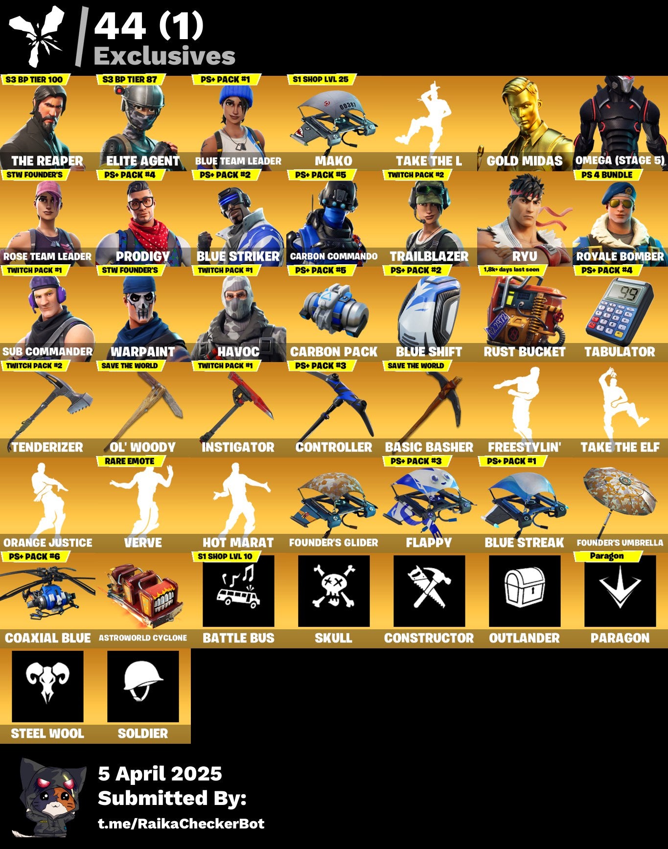 Account [PC/PSN/XBOX] 194 skins | OG STW | The Reaper | Mako | Take The L | 710 VB